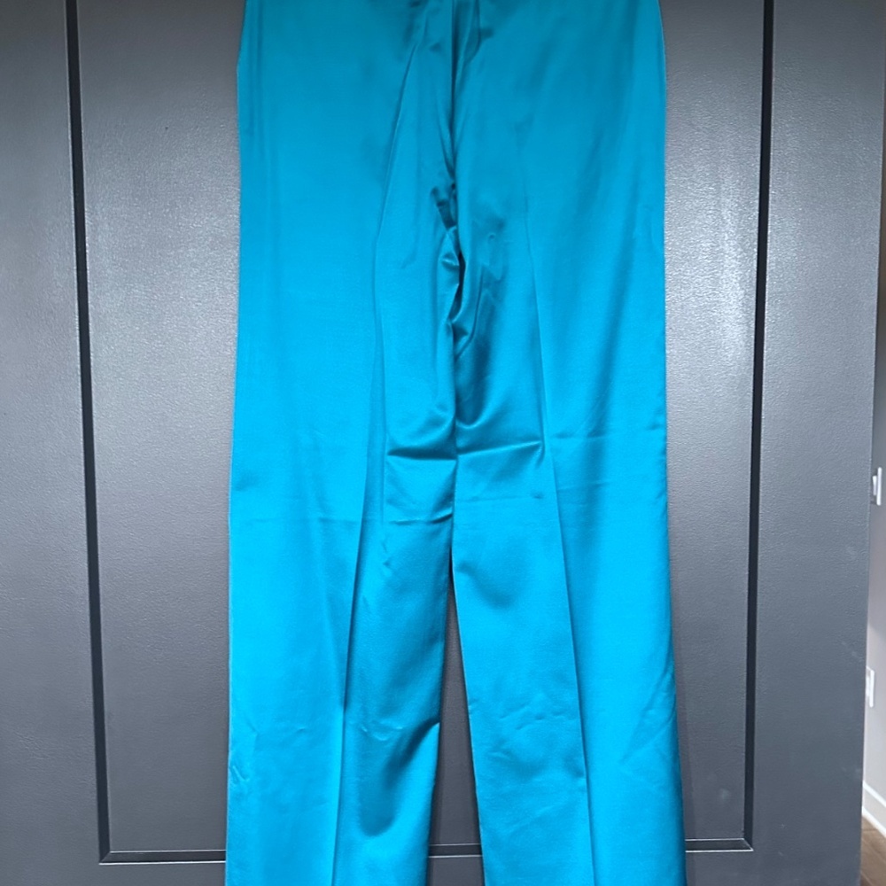 NWT | The Kooples | Teal Satin Suit Trousers - Picture 5 of 8